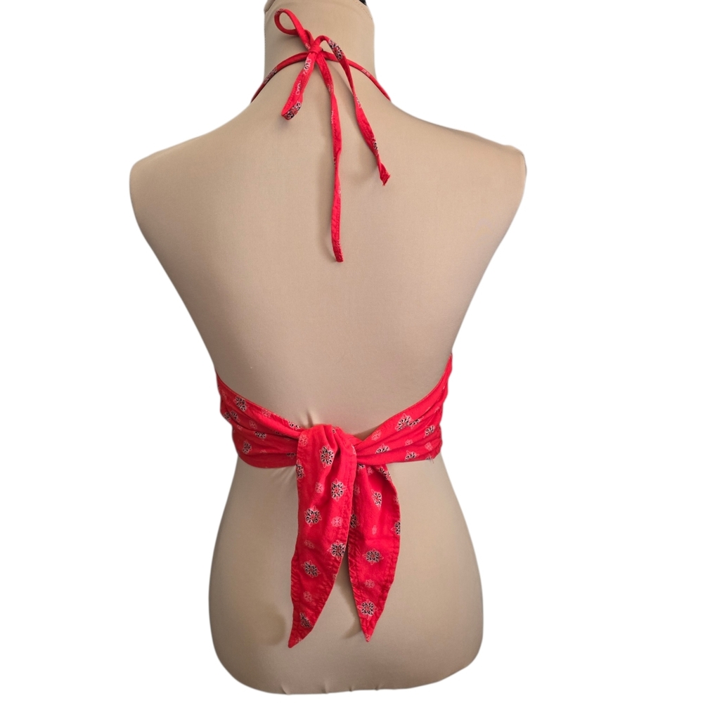 Hollister Vibrant Red Halter Smocked Crop Top - Small - Picture 4 of 5
